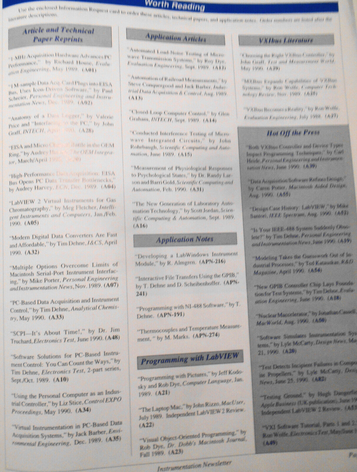 Instrumentation Newsletter, by National Instruments - August 1990, Vol. 2, N. 3