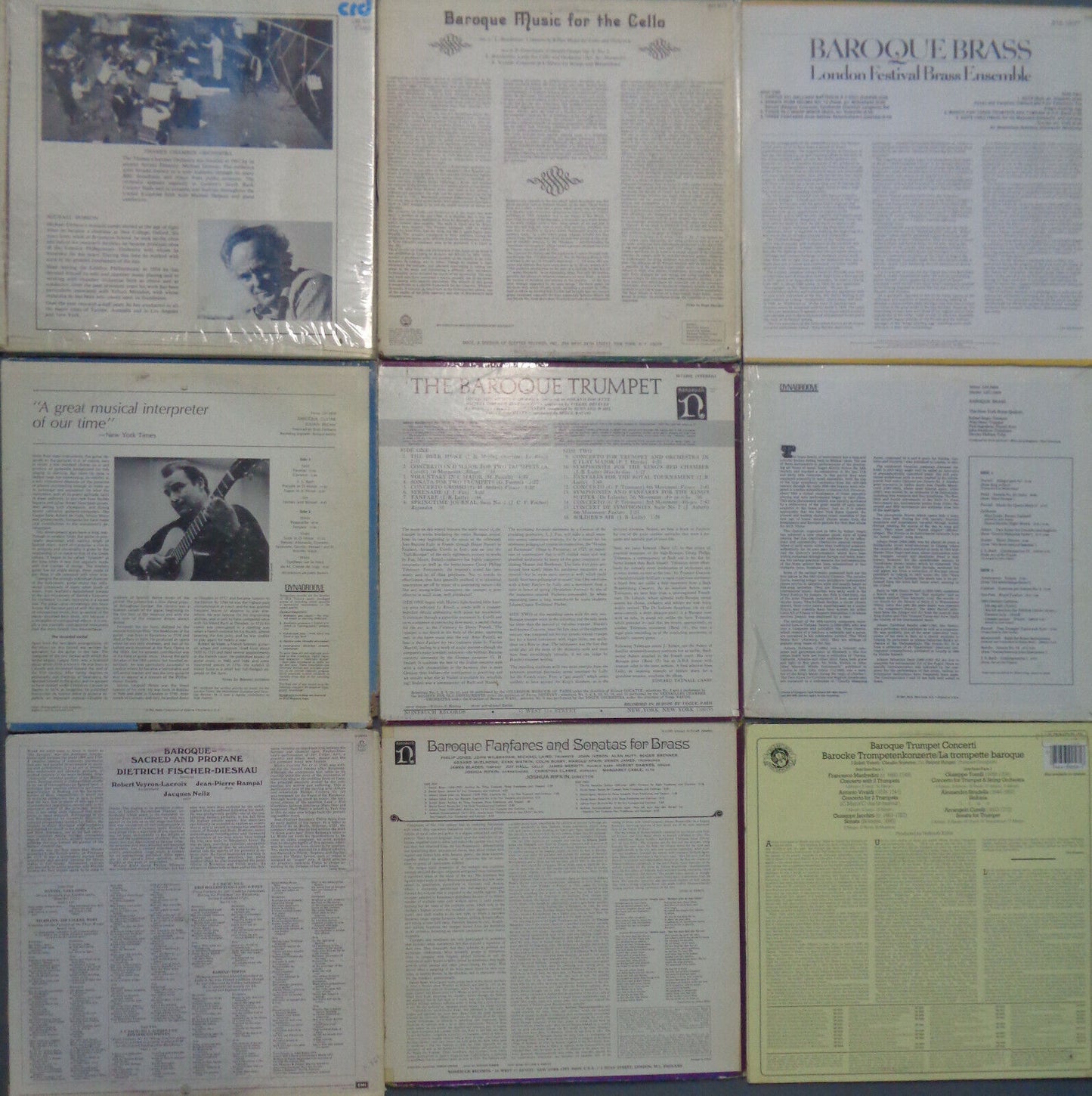 9 LP lot of Baroque classical music : Julian Bream, Dietrich Fiscer-Dieskau ...