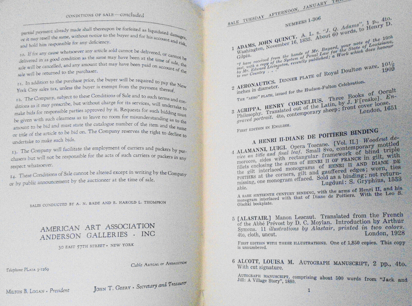 Fine Benjamin Franklin Collection of J. Robert Stout. Anderson Galleries 1939