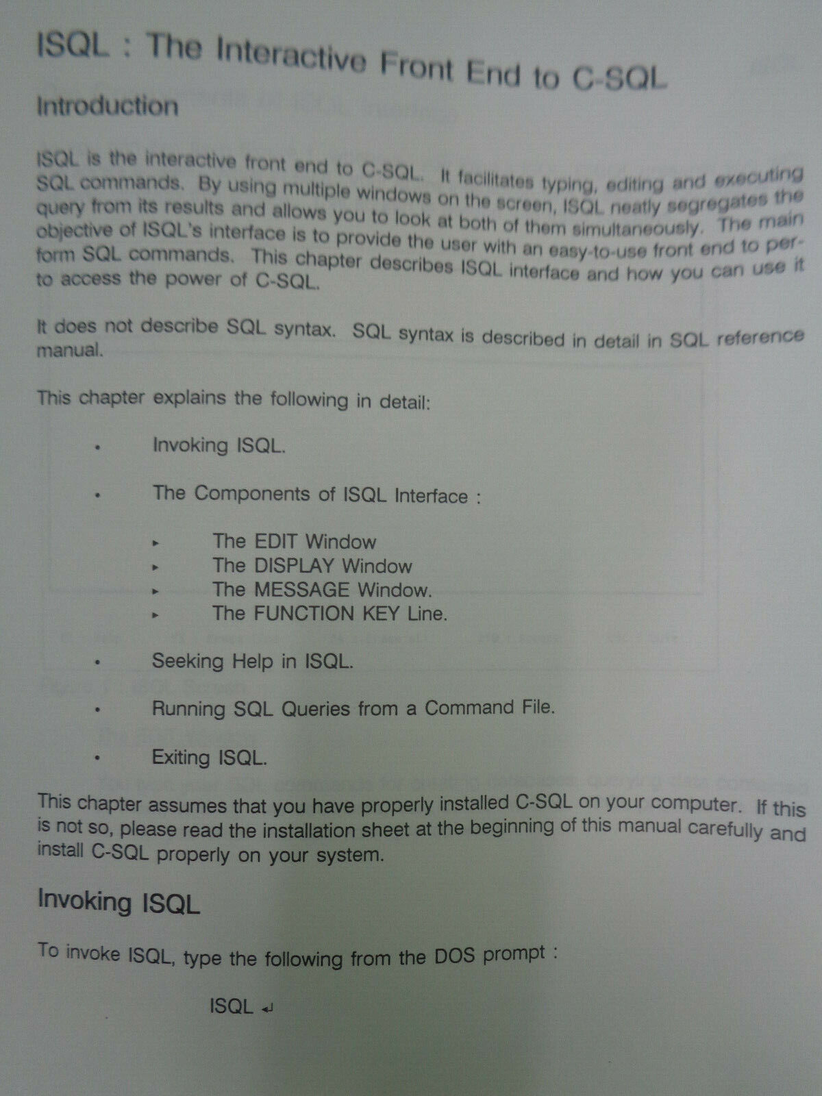 C-SQL, for DOS, by Coromandel - Beta Release 1989. 4 Manuals, 3 floppies (5 1/4)