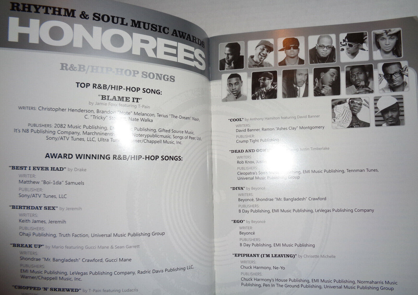 2010 ASCAP Rhythm & Soul Music Awards - Souvenir Program - Dr Dre, Janelle Monae
