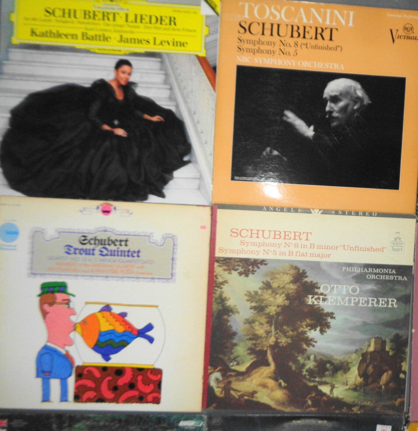 16 Schubert LPs lot - Szell, Battle, Suk Trio, Stern /Rose, Oistrakh, Toscanini