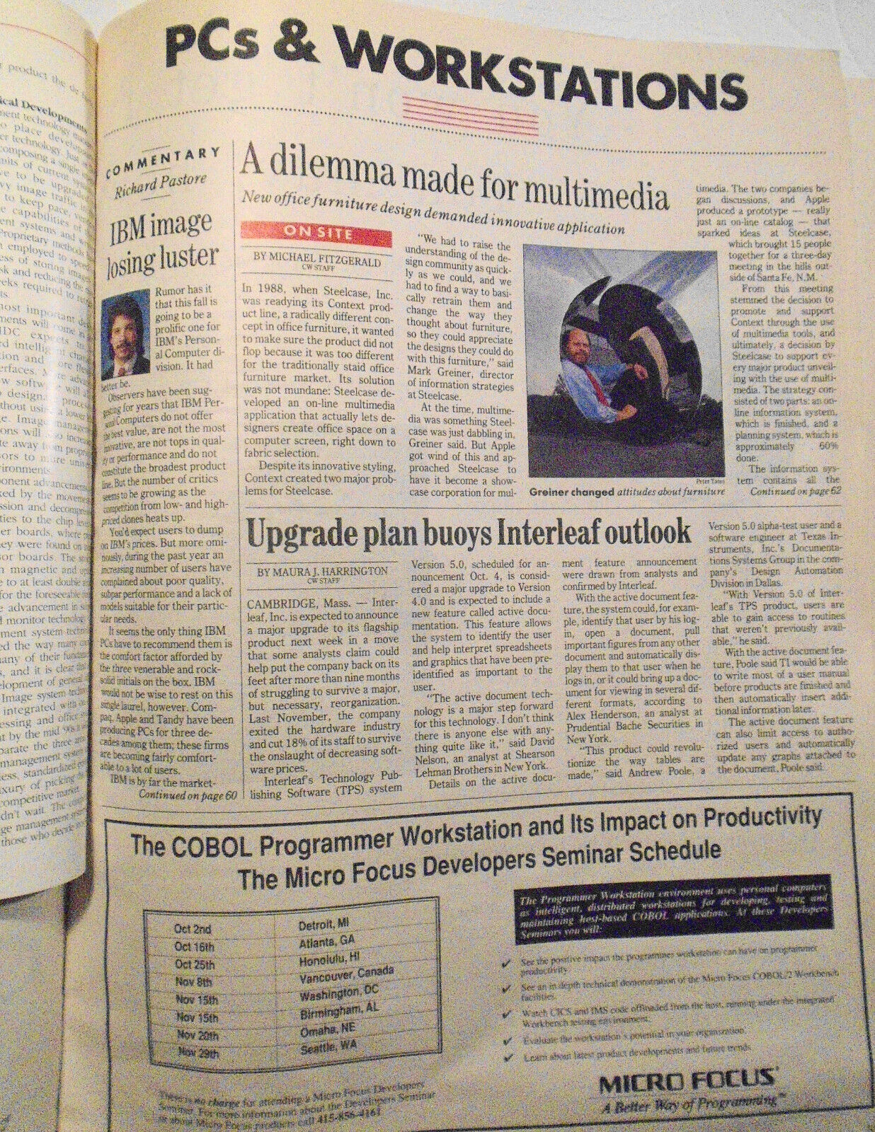 Computerworld Magazine, September 24, 1990 - IBM Microsoft rift, etc.