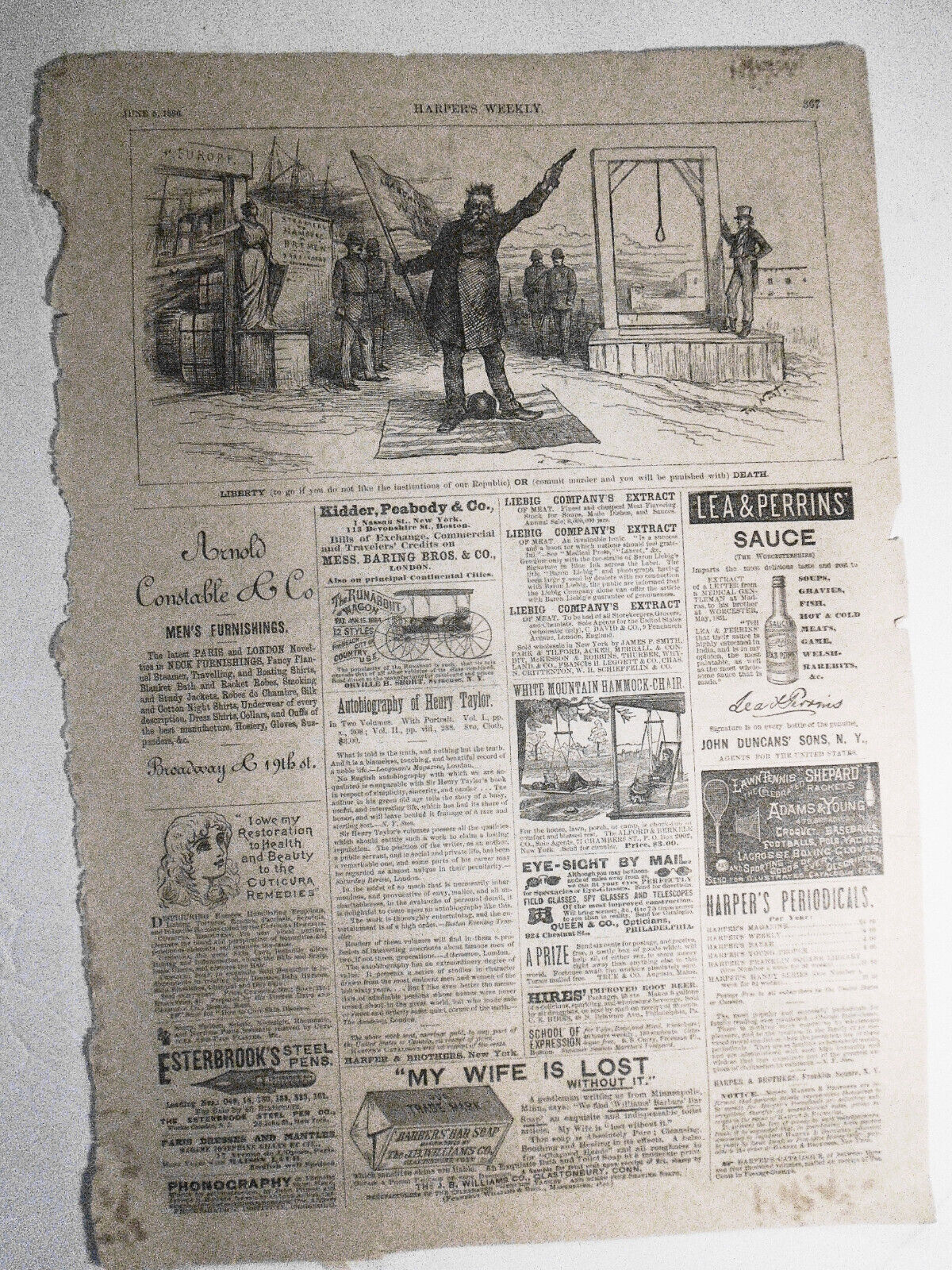 "Liberty... or... Death" & "Tit for Tat" by Thomas Nast, in Harper's Weekly 1886