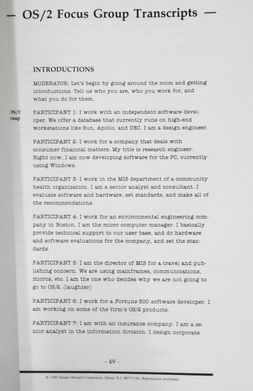 An Inside View of OS/2 - Datapro Market Study, 1988