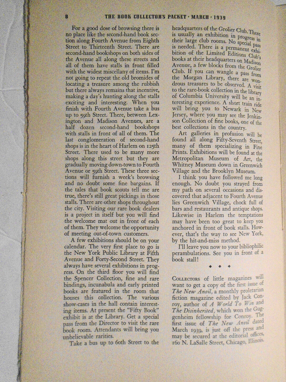 Book Collector's Packet, March 1939 - First Editions of Llewelyn Powys, etc..