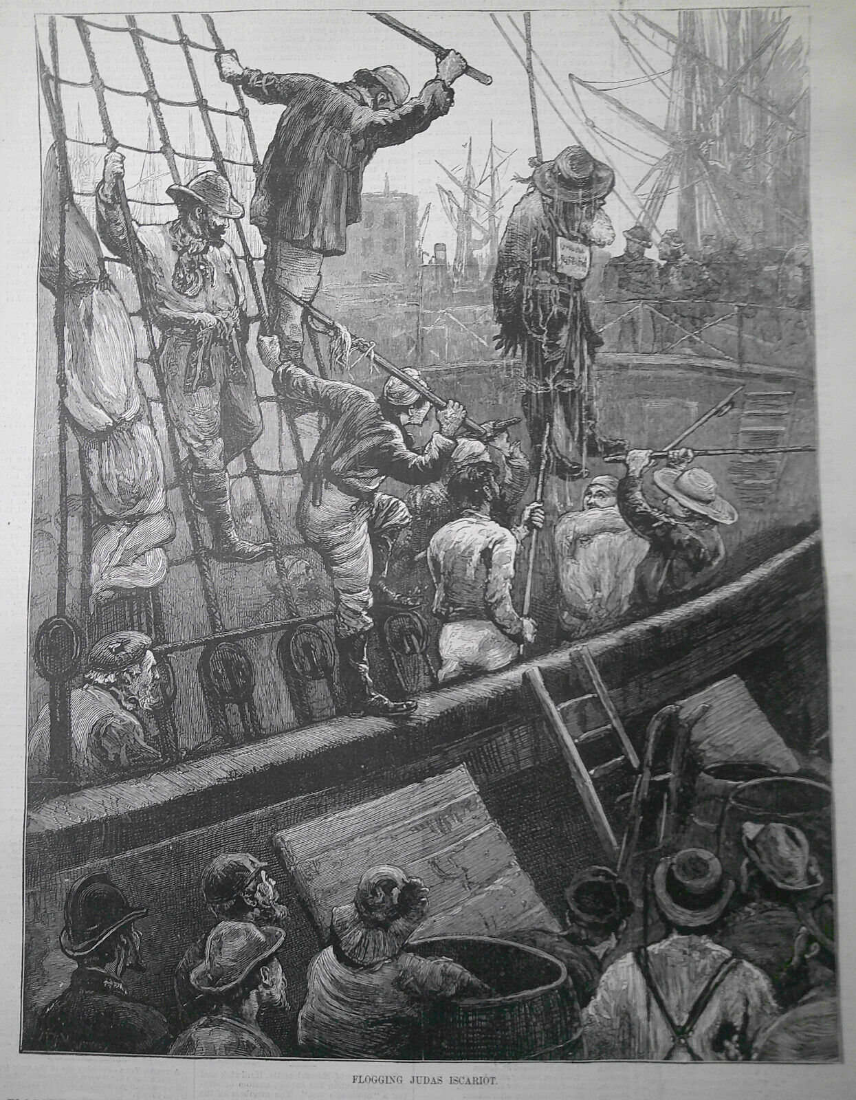 Flogging Judas Iscariot -- Harper's Weekly, April 29, 1876 - original print