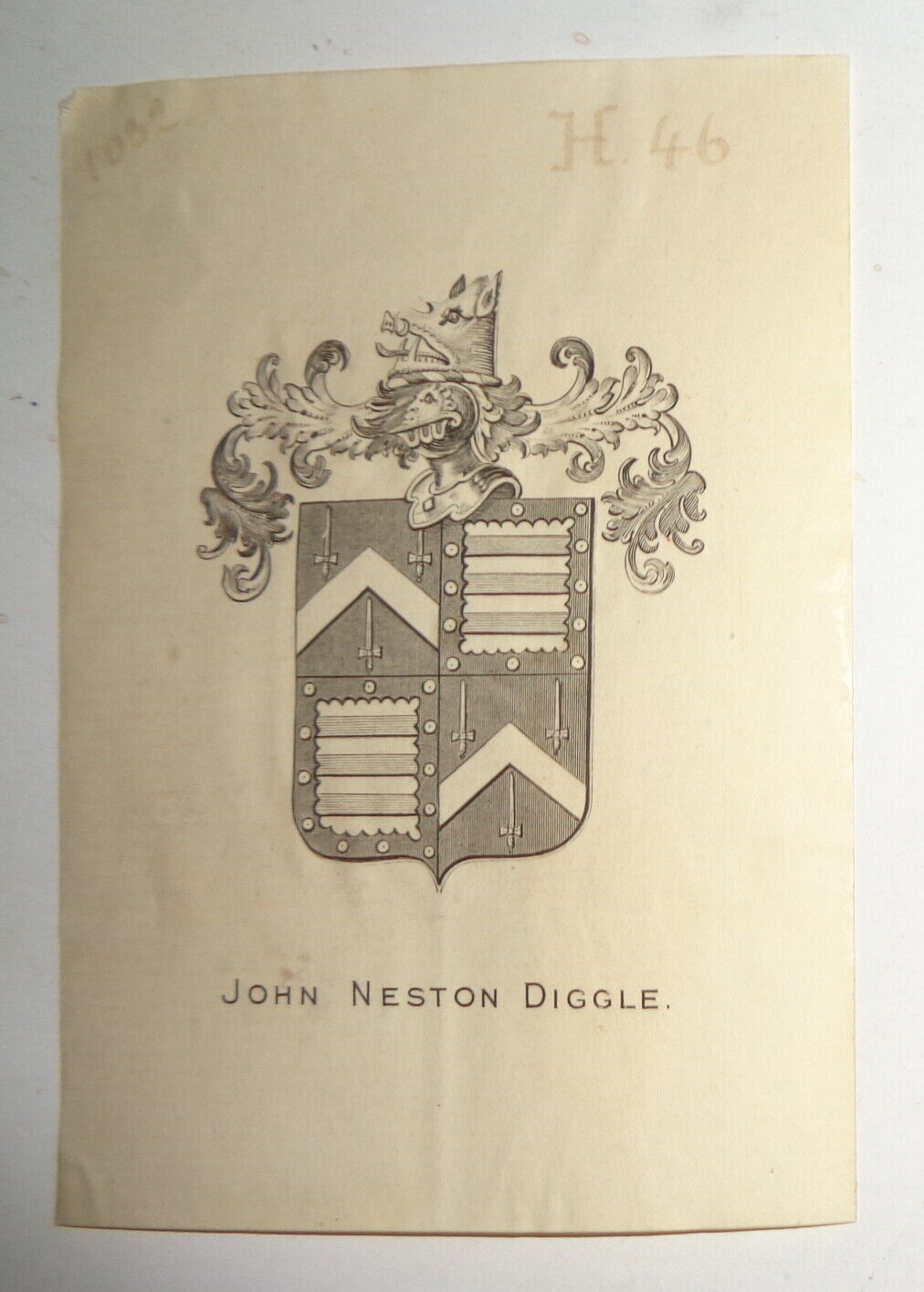 John Neston Diggle - Ex Libris Bookplate - 1930's