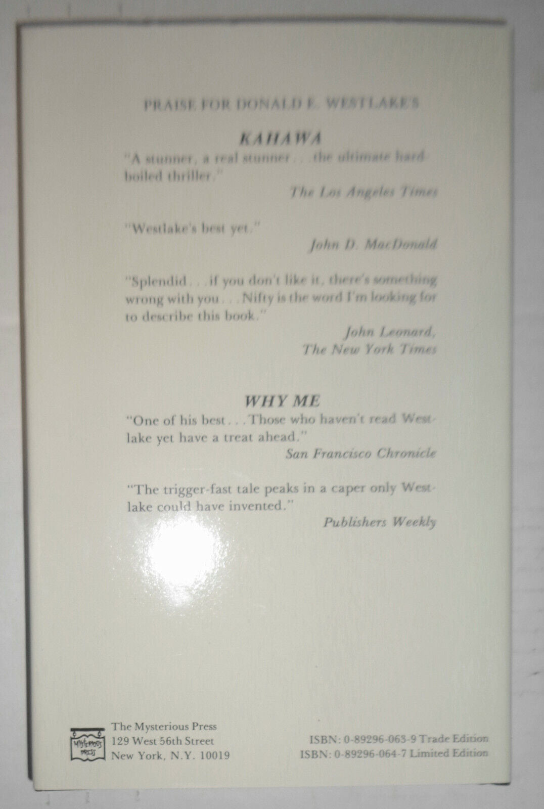 Donald E. Westlake : LEVINE - SIGNED 1 of 26 lettered copies Limited Edition
