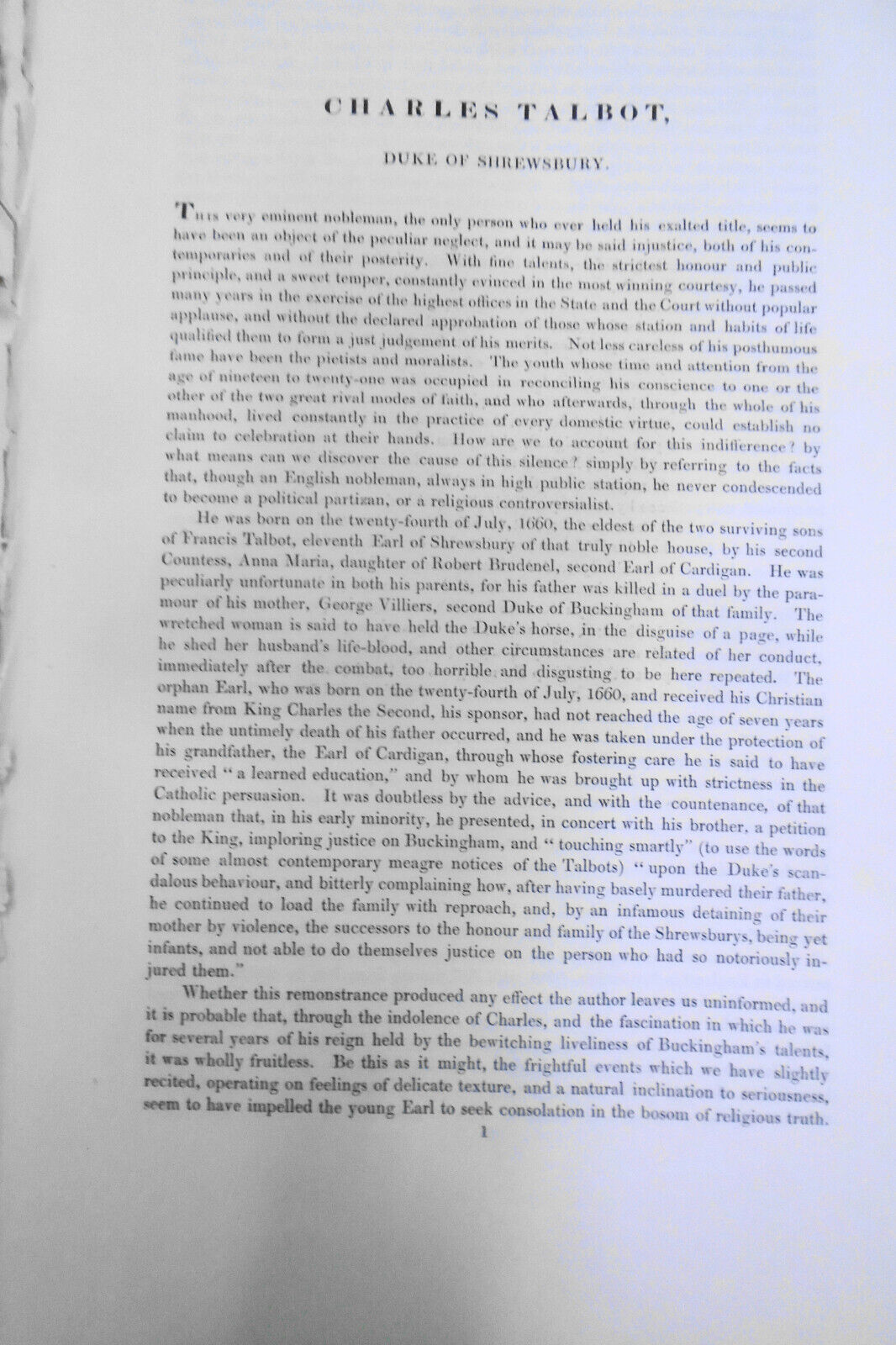 1834 Charles Talbot, - original engraving from Lodge's Portraits. 17x11 inches