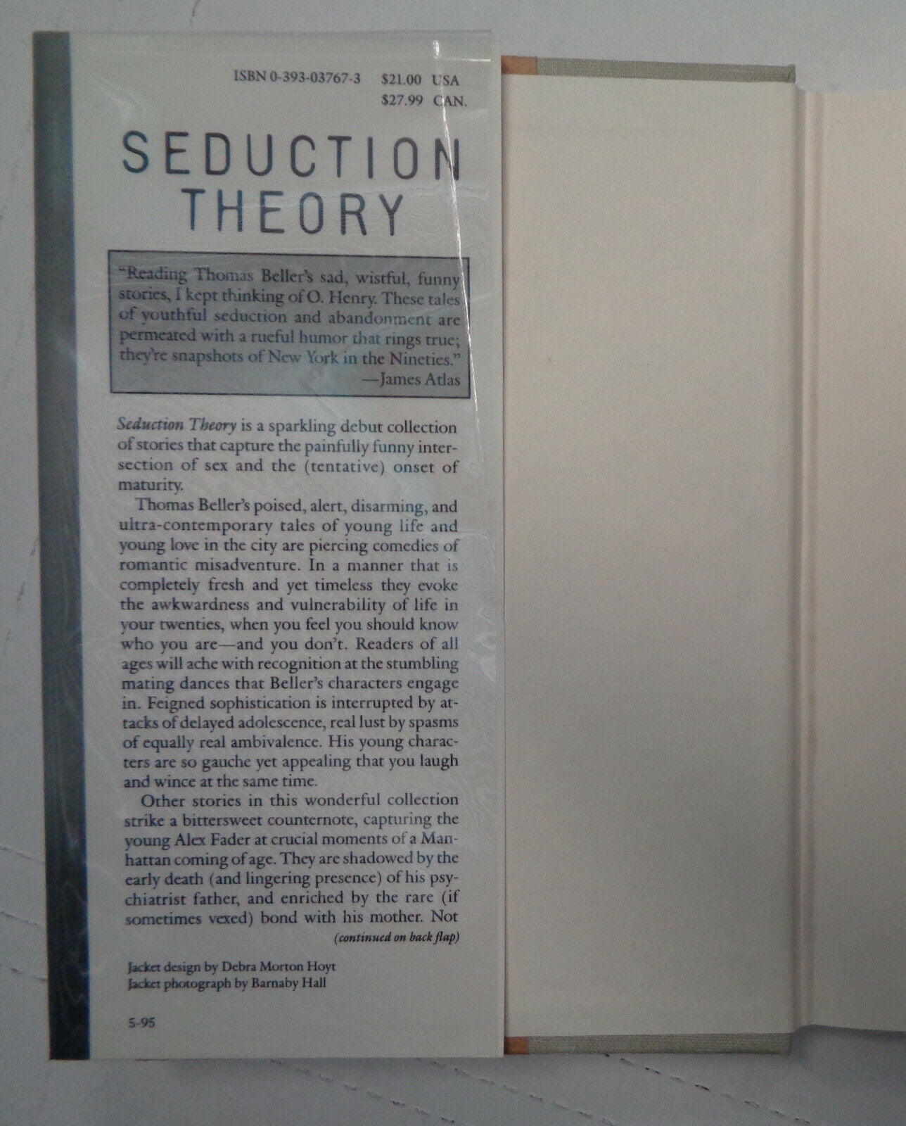 Seduction theory : stories, by Thomas Beller. SIGNED First Edition, 1995. HC/DJ