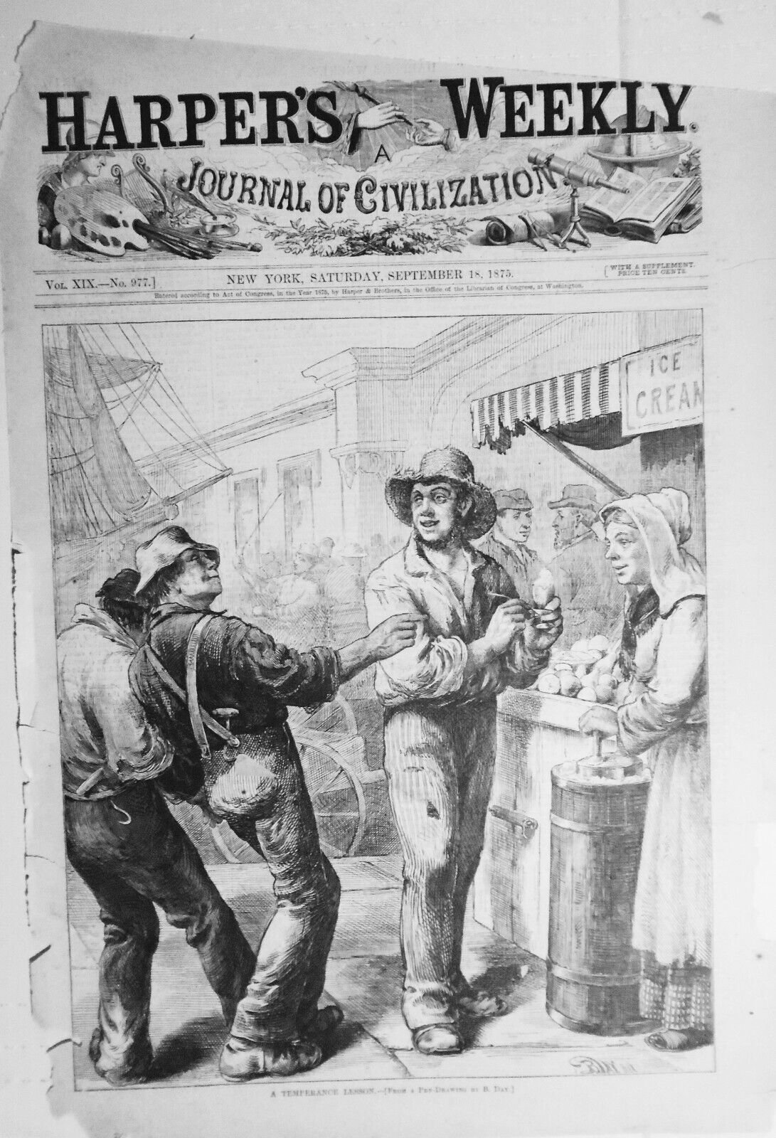 A Temperance Lesson (From A Pen-drawing By B. Day) - Harper's Weekly, 1875