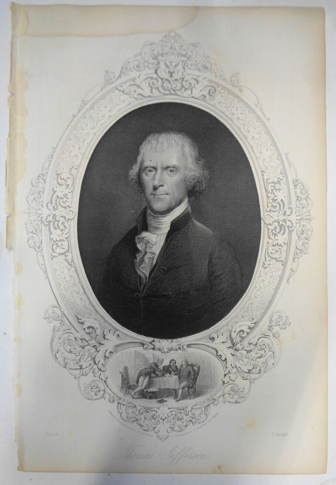 1860 Thomas Jefferson. Stipple engraving by T. Knight after A. Boucher Desnoyers