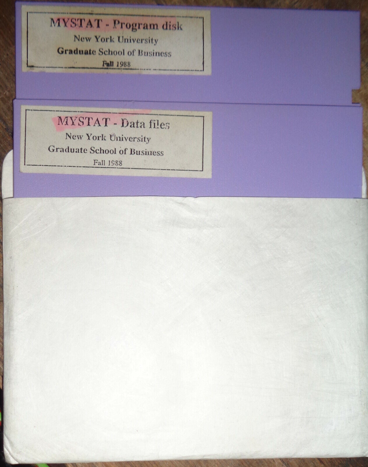 MYSTAT - statistical program - NYU School Of Business 1988 - 2 disks, 5 1/4"