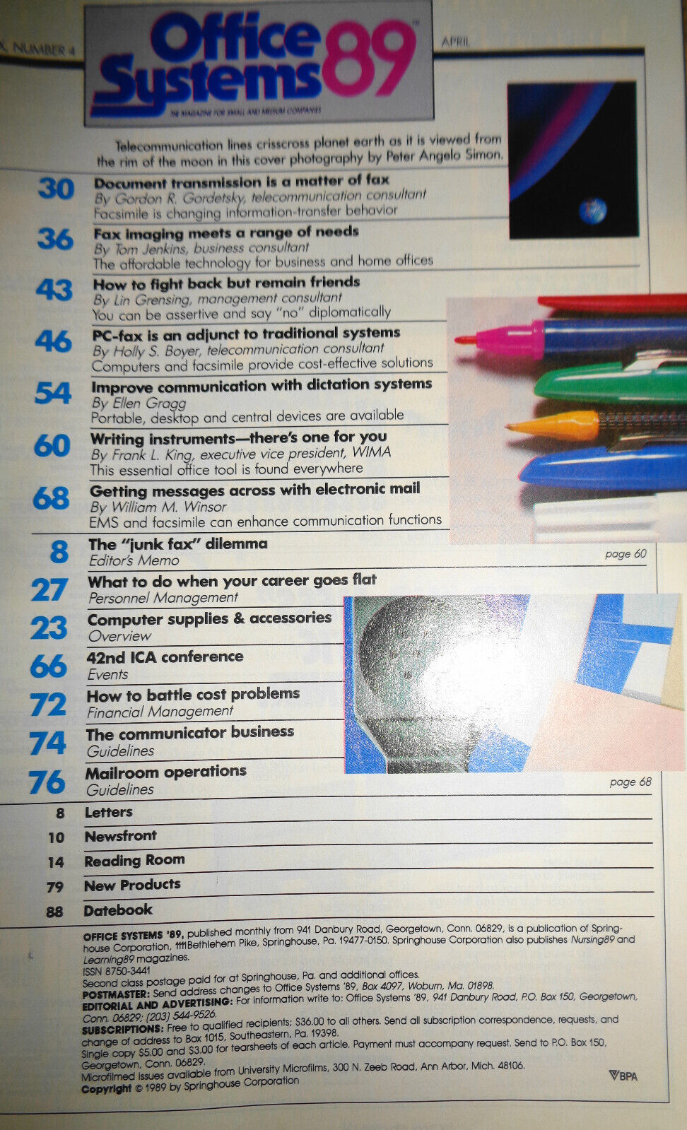 Office Systems '89, April 1989. The Magazine for Small & Medium Companies