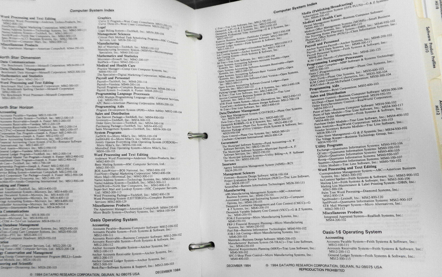 Datapro directory of microcomputer software, 1984. 2 Vol. Set.