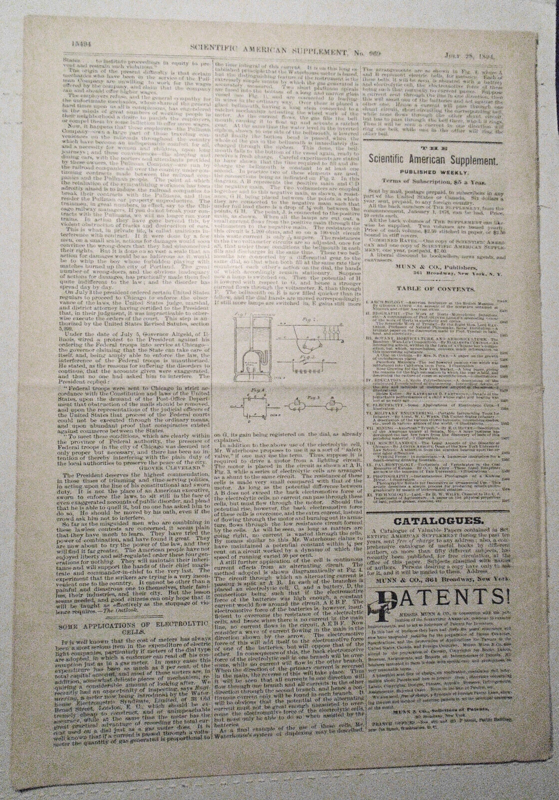 Scientific American Supplement 7/28/1894 - Infantry tools; L'ecole Polytechnique
