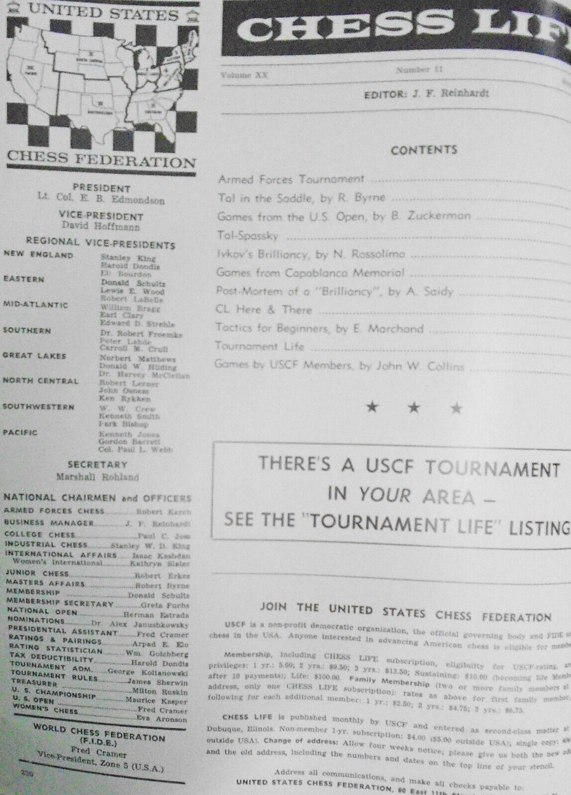 Chess Life, November 1965 - Candidates Matches; Capablanca Memorial, etc.