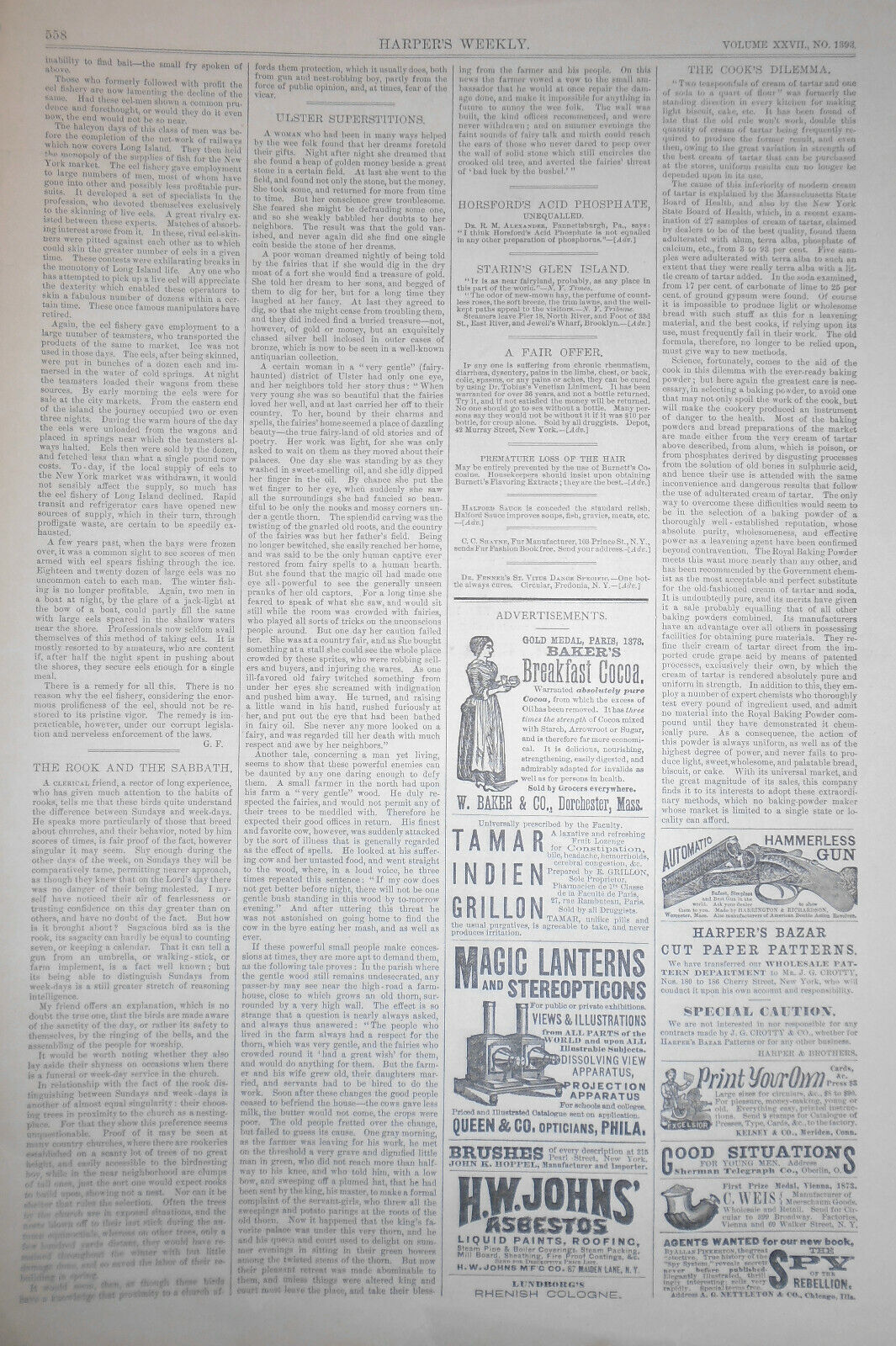 1883 Harper's Weekly - Eel Fisheries of Long Island & Late Count Of Chambord