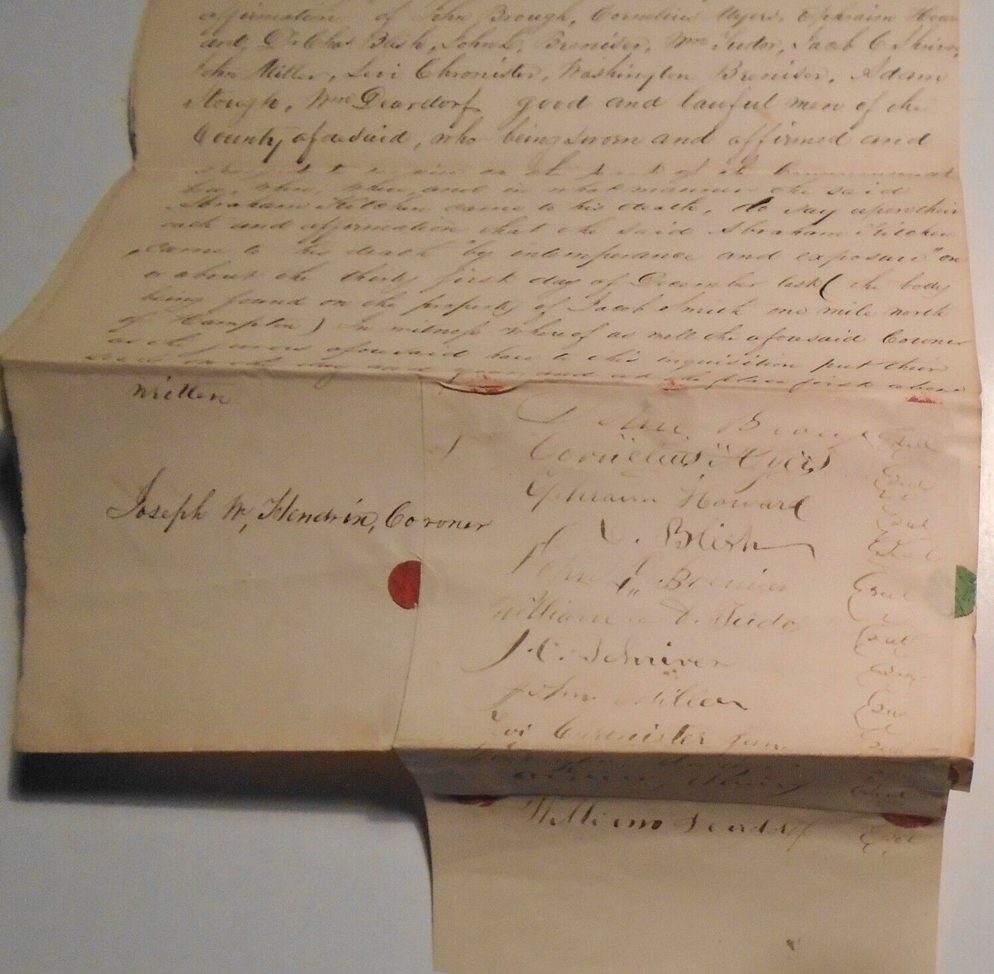 1857 Inquisition on body of Abraham Kitchen from intemperance - Adams County PA