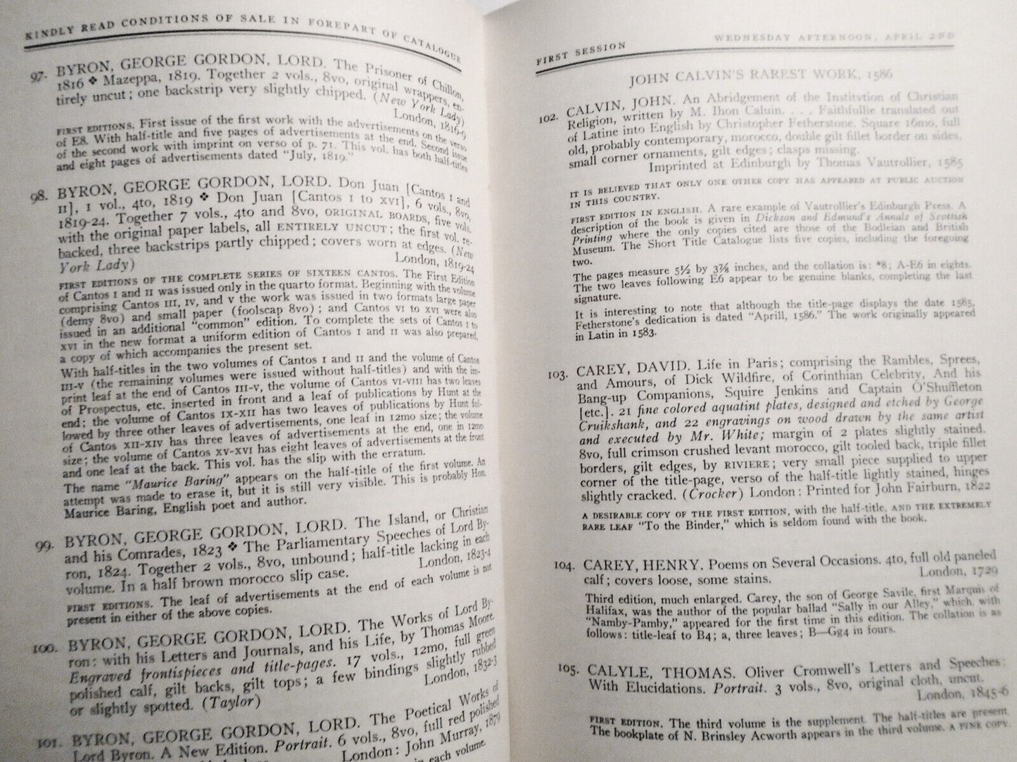 George Washington's Copy Of Chesterfield's Letters. Parke-Bernet 1941