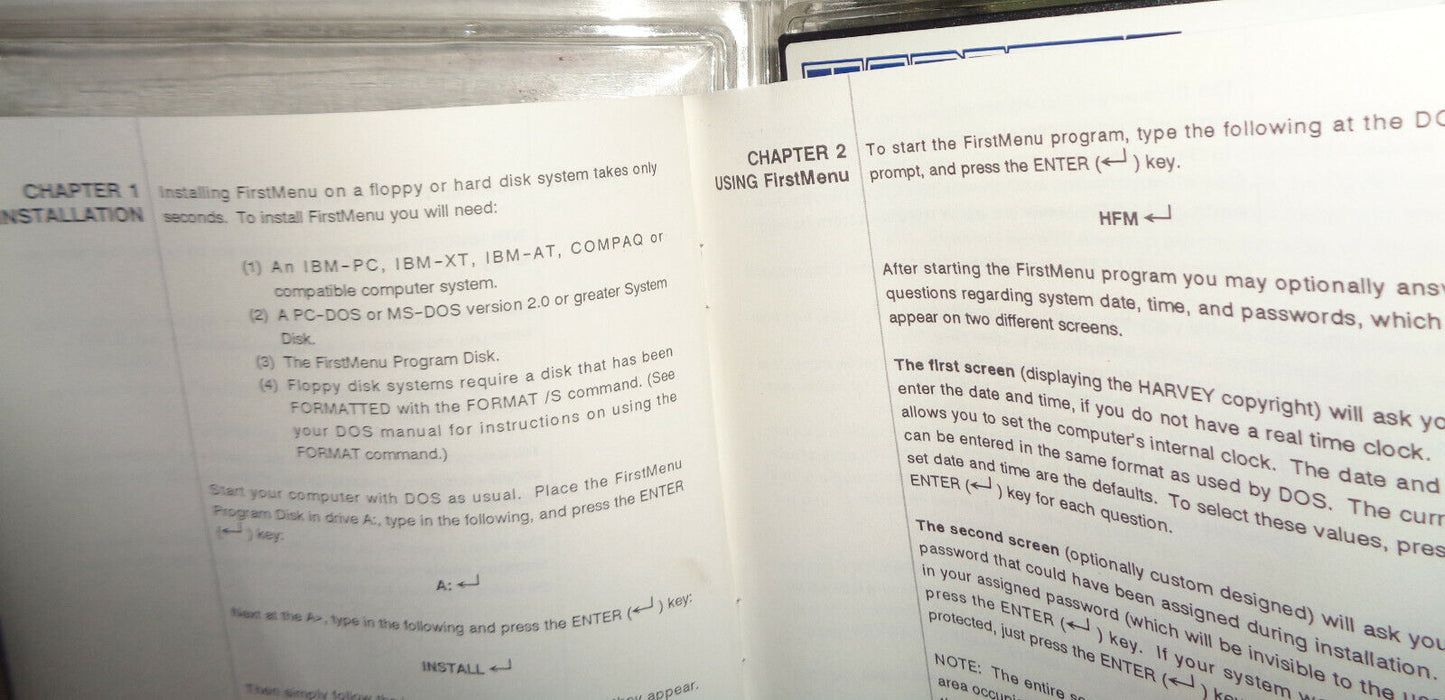 FirstMenu, by Harvey Software. 1987. Unused