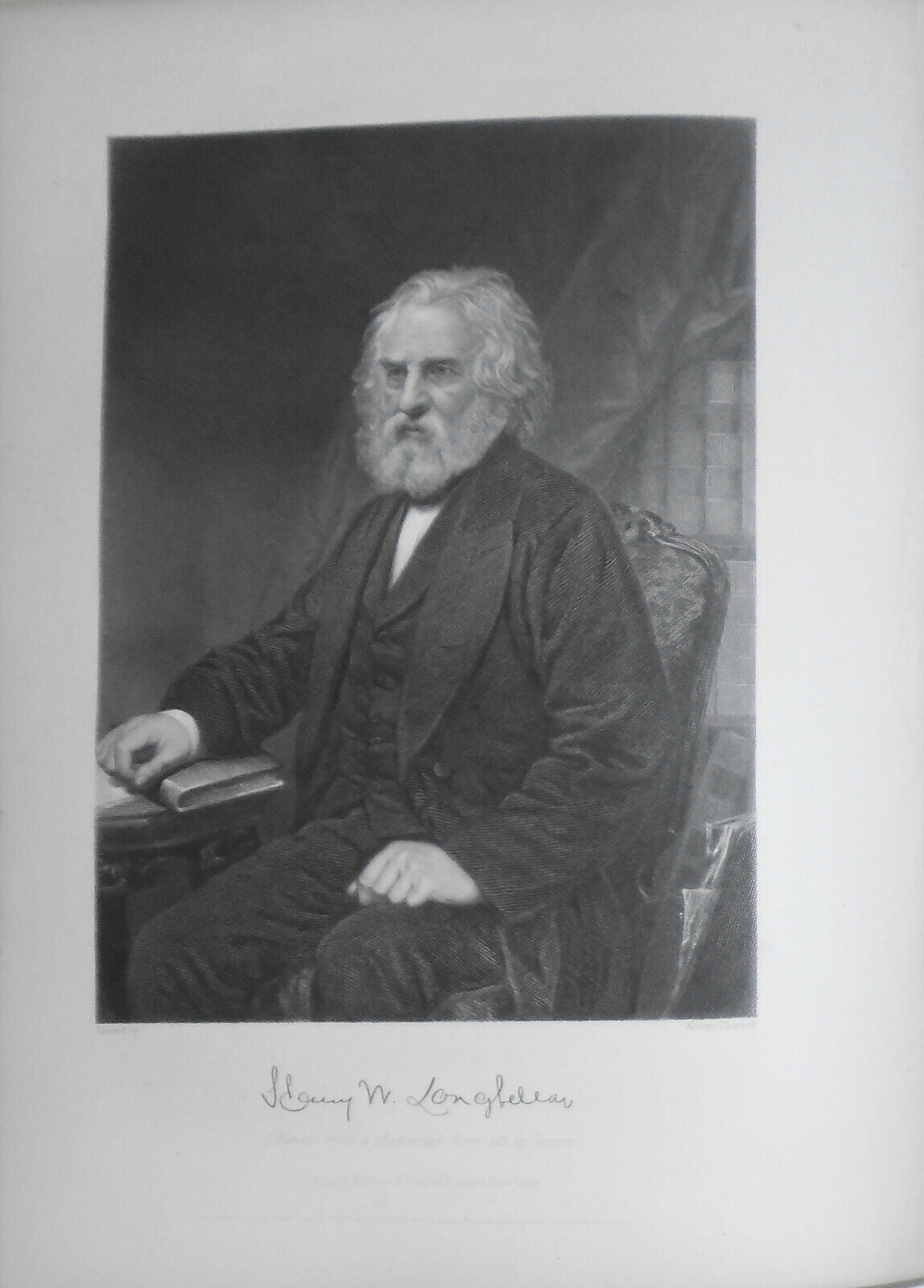Henry W. Longfellow -- 1873 engraving - Duyckinck Portrait Gallery