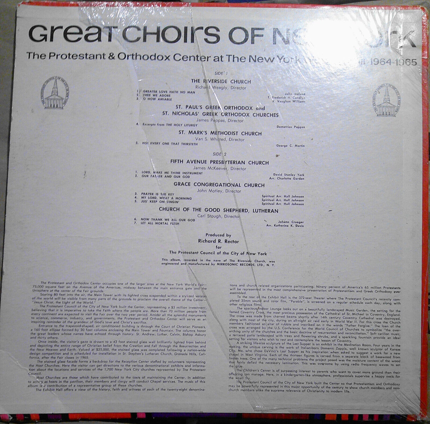 Great Choirs of New York LP - Protestant & Orthodox Center at World's Fair 1965