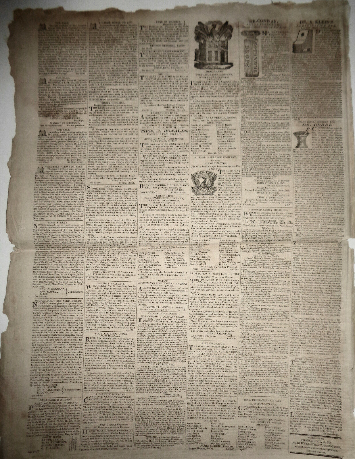 Commercial Advertiser, December 29, 1824 - NY Governor DeWitt Clinton's copy