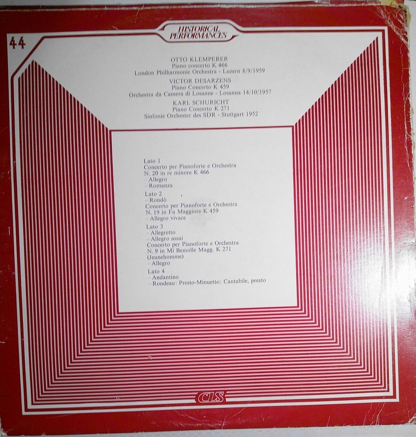 Clara Haskil Suona Mozart - double album - Vinyl LP. Historical Performances