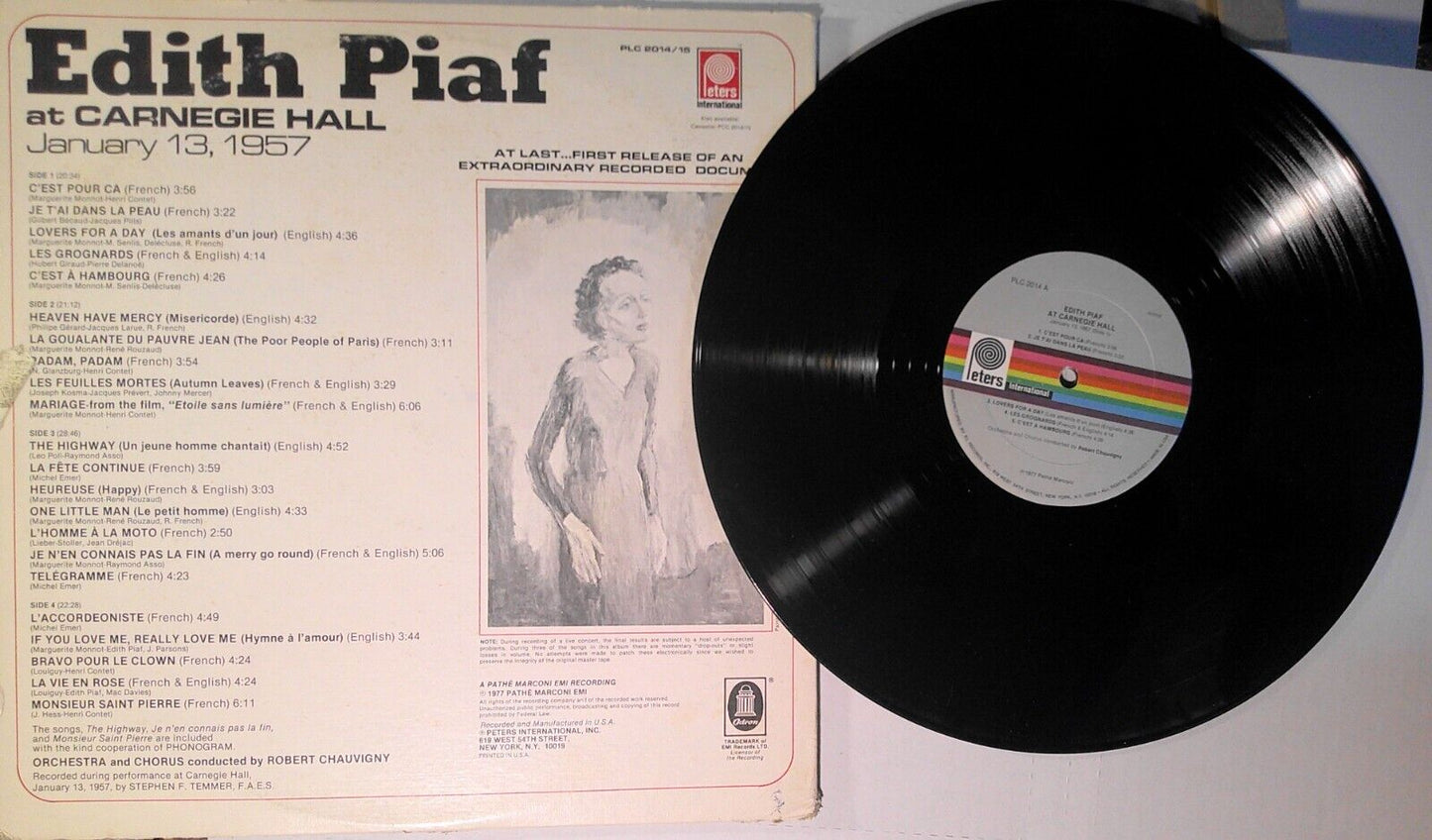 Edith Piaf At Carnegie Hall & The Unknown Edith Piaf - vinyl LP lot.