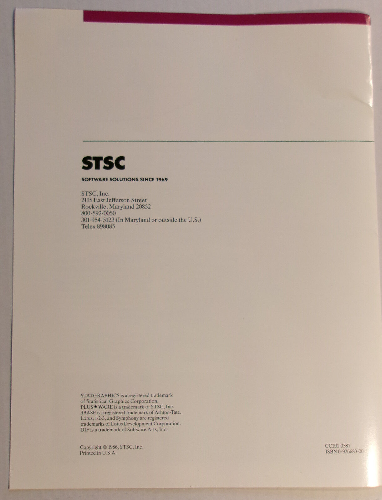 Statgraphics and Atlas*Graphics, by STSC, Inc. - Promo brochures, 1987.
