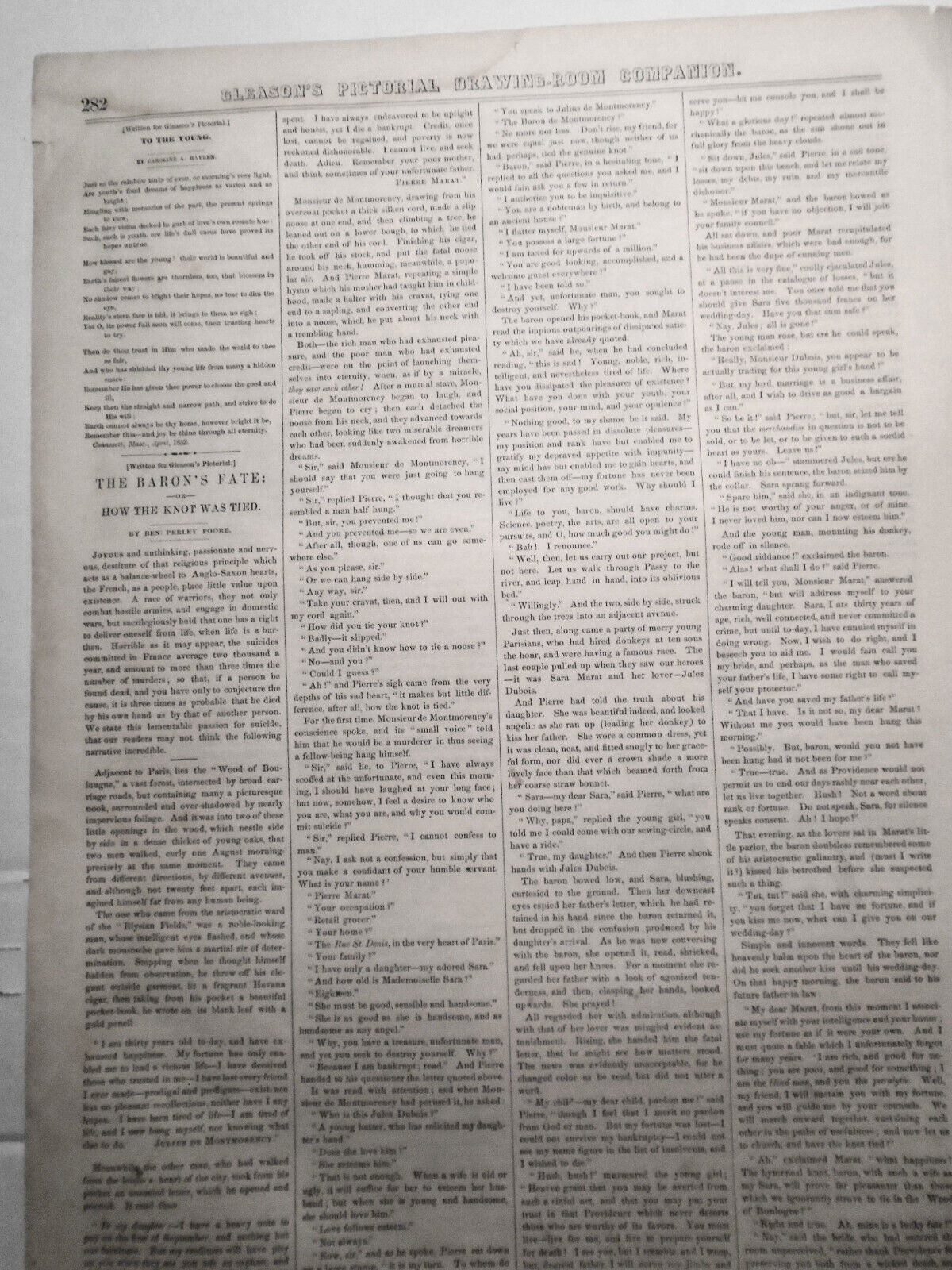 View Of Kosciusko's Garden, At West Point - Gleason's Pictorial,1852