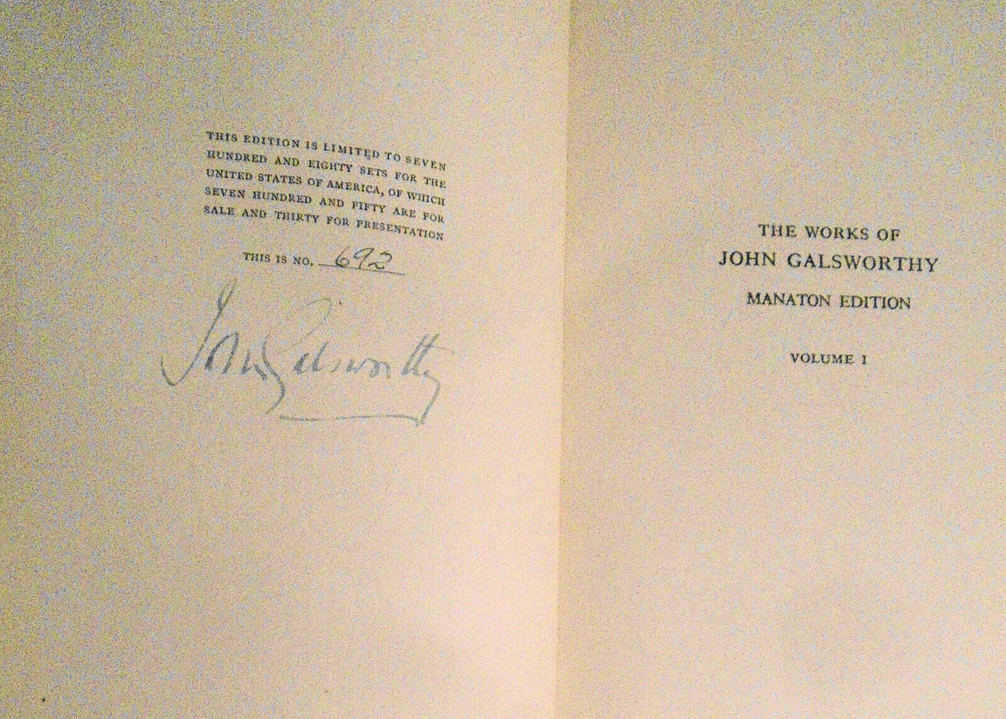 John Galsworthy - The Forsyte Saga. SIGNED 1922 Ltd edition - Nobel Prize Winner
