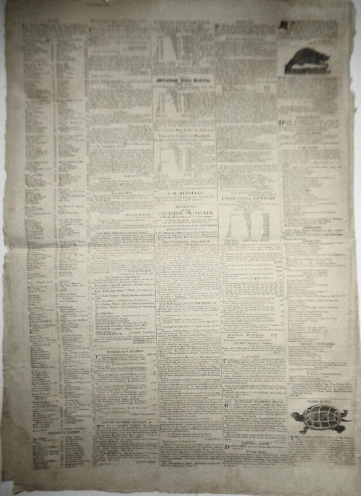 DAILY NATIONAL JOURNAL 1824 -DeWitt Clinton's copy. With Thomas Jefferson letter