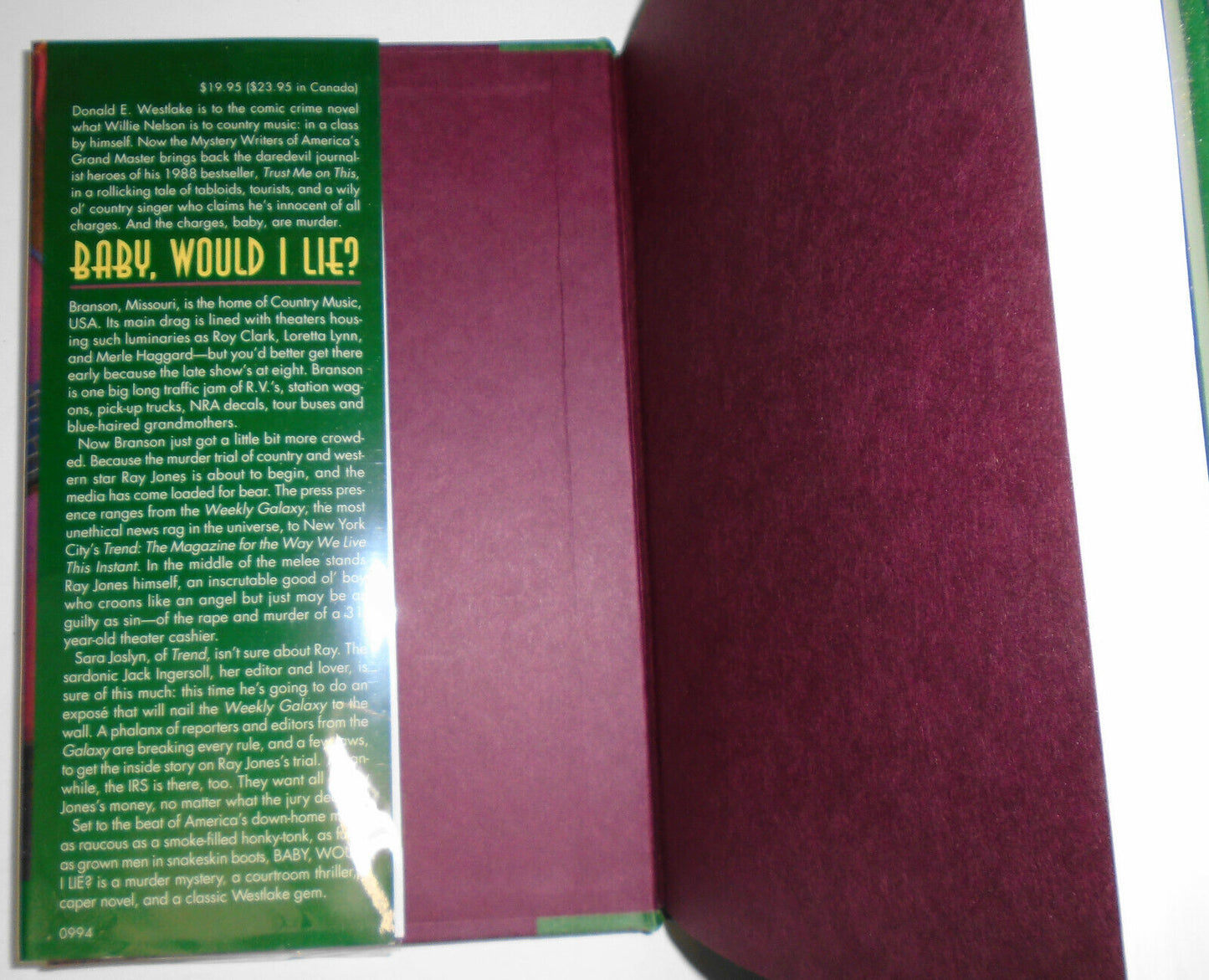 Baby, would I lie? By Donald E. Westlake SIGNED (1994, Hardcover) First edition