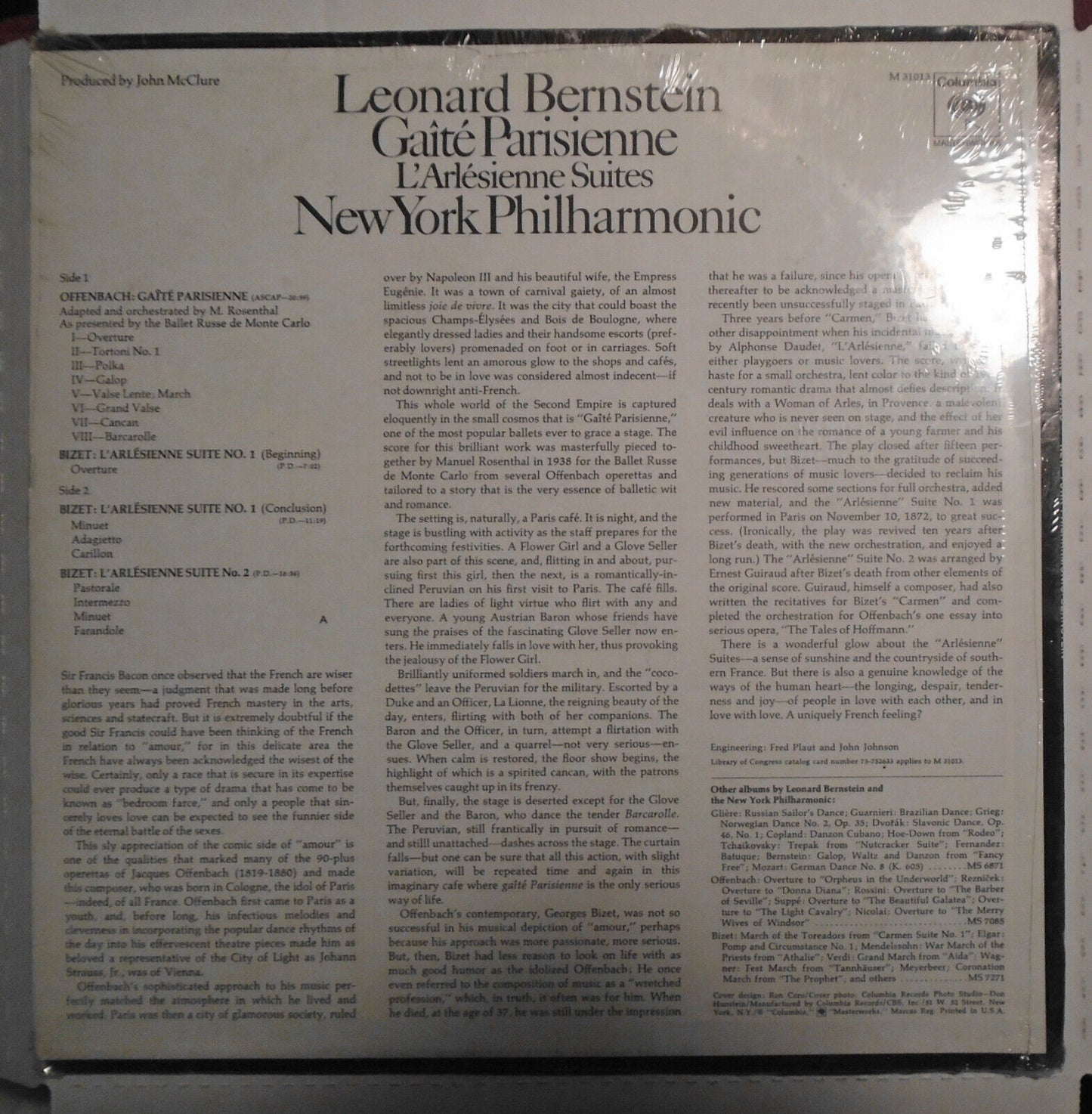 SEALED Leonard Bernstein Promo LP : Gaîte Parisienne - L'Arlésienne Suites