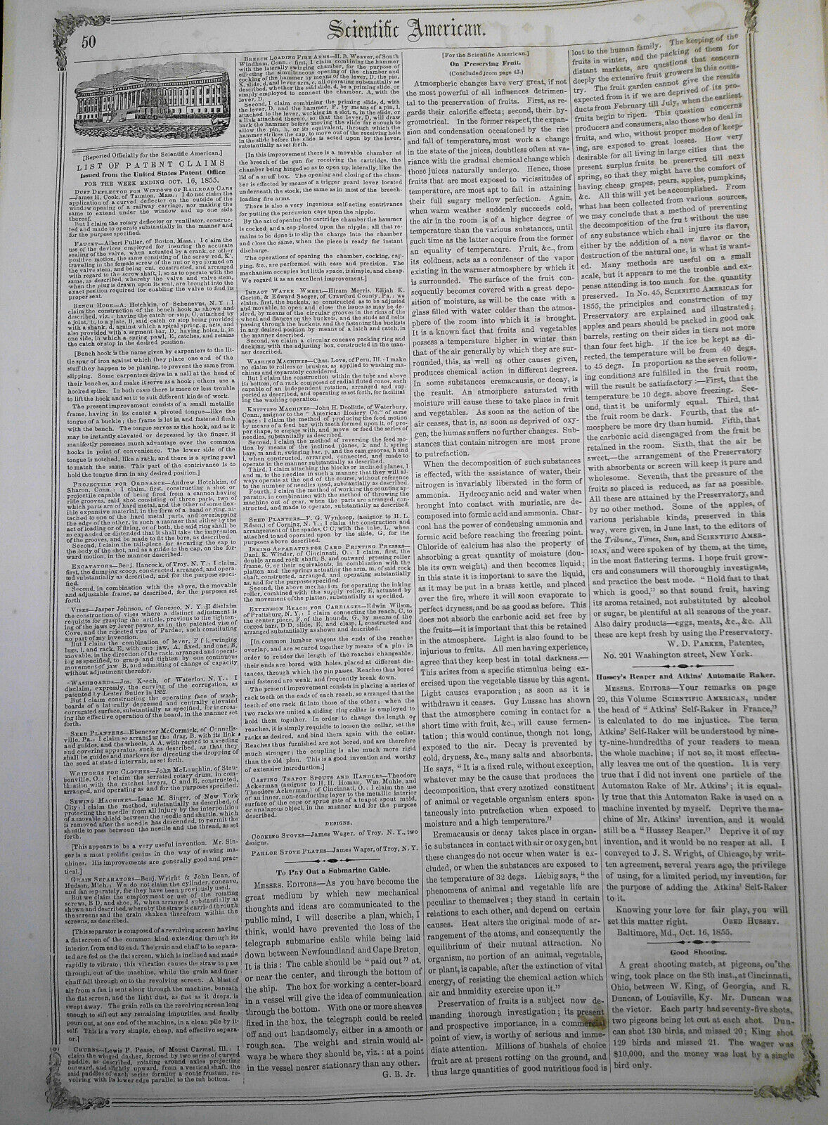 Scientific American, October 27, 1855. Original complete issue.