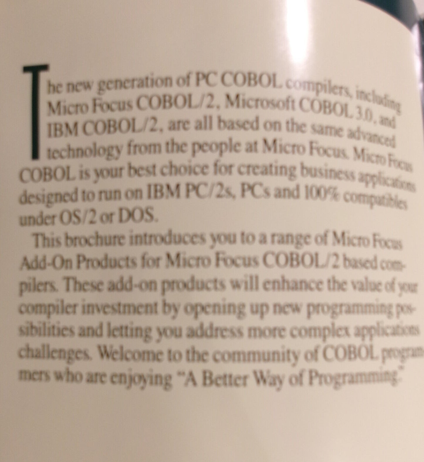 Catalog of Add-on Products for Micro Focus COBOL/2 - 1989