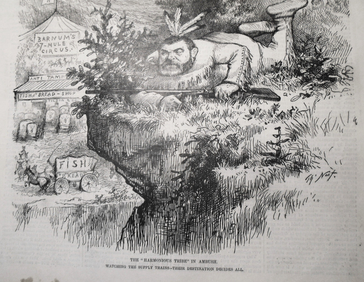 Harper's Weekly, August 14, 1880 - The "Harmonious Tribe" in Ambush by Th. Nast