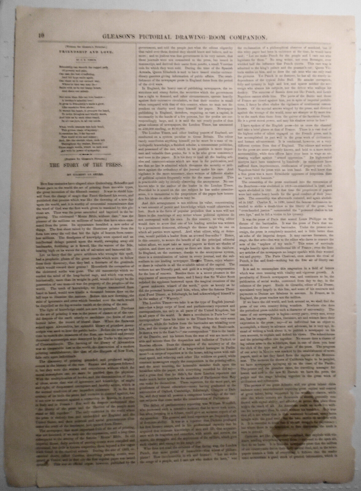 1854 Lake George From Top of Fort George Caldwell Village + Bedford Township PA