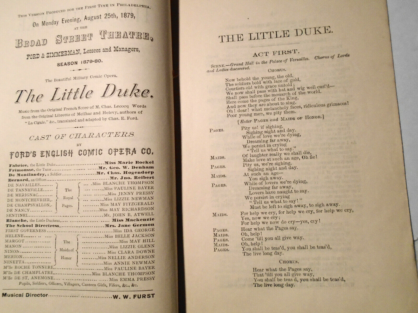 The Little Duke. A Romance Of The Young Lovers, by Charles Lecocq; 1879.
