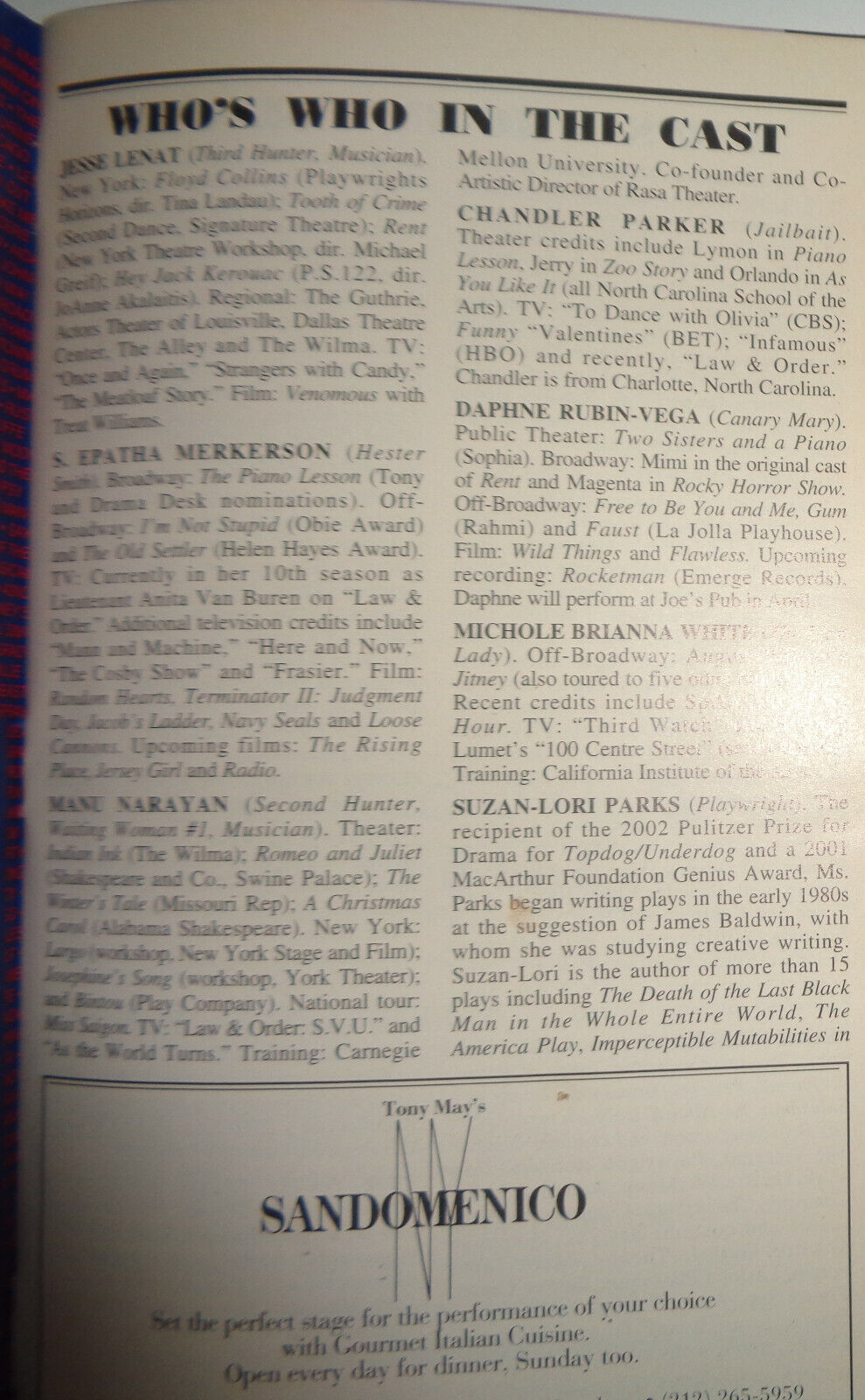 F*CKING A - PLAYBILL - MARCH 2001 - PUBLIC THEATER, NYC - With ticket stub