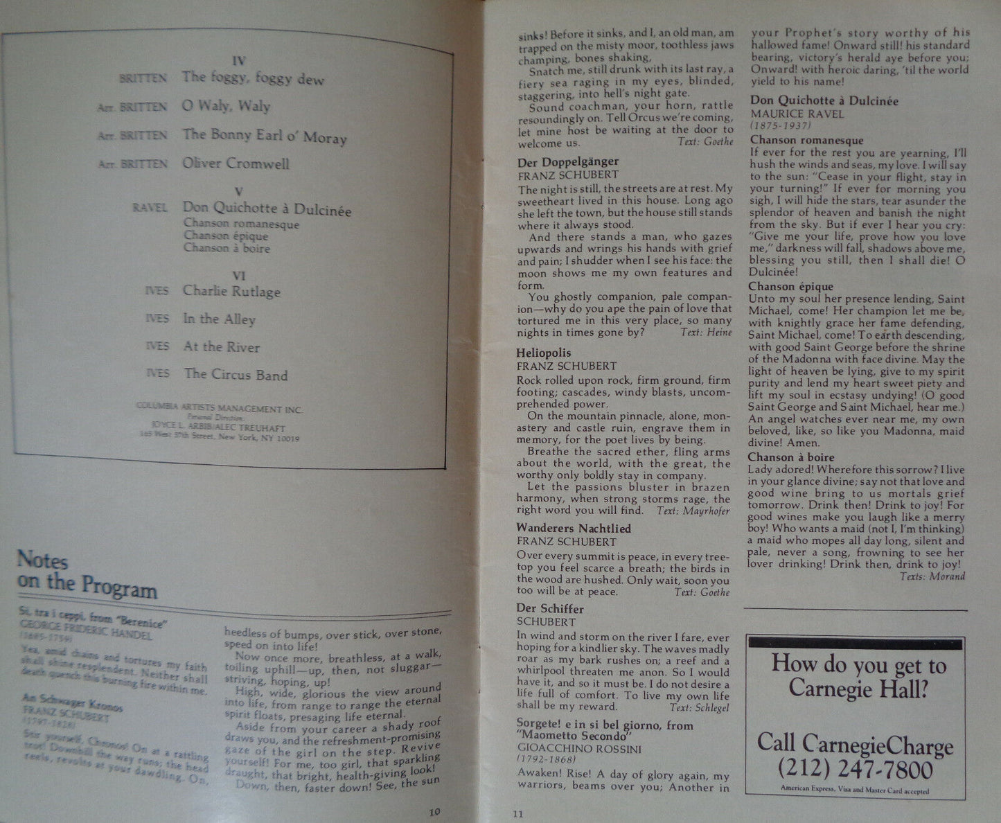 Samuel Ramey, Bass & Warren Jones, Piano - Carnegie Hall Stagebill - Jan 9, 1987