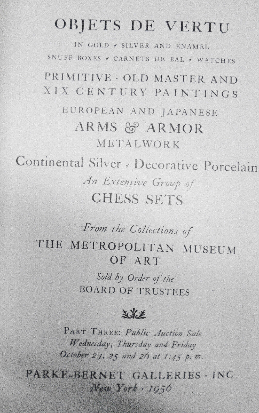 Objets de vertu; European & Japanese arms & armor; chess sets, Parke-Bernet 1956