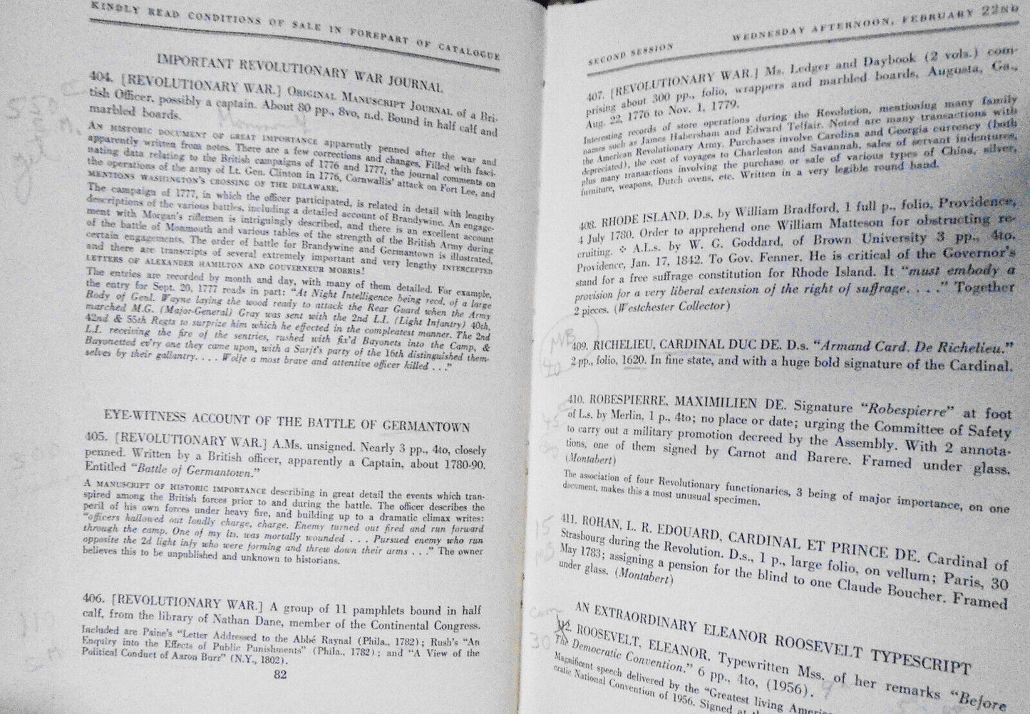 American & Other Autographs, Manuscripts Sale 2019 1961 Parke-Bernet with prices