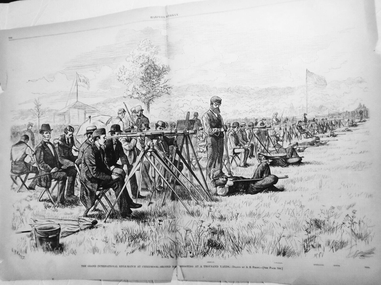 A.B. Frost Print 1876 NRA Grand International Rifle Match, Creedmoor NY Original