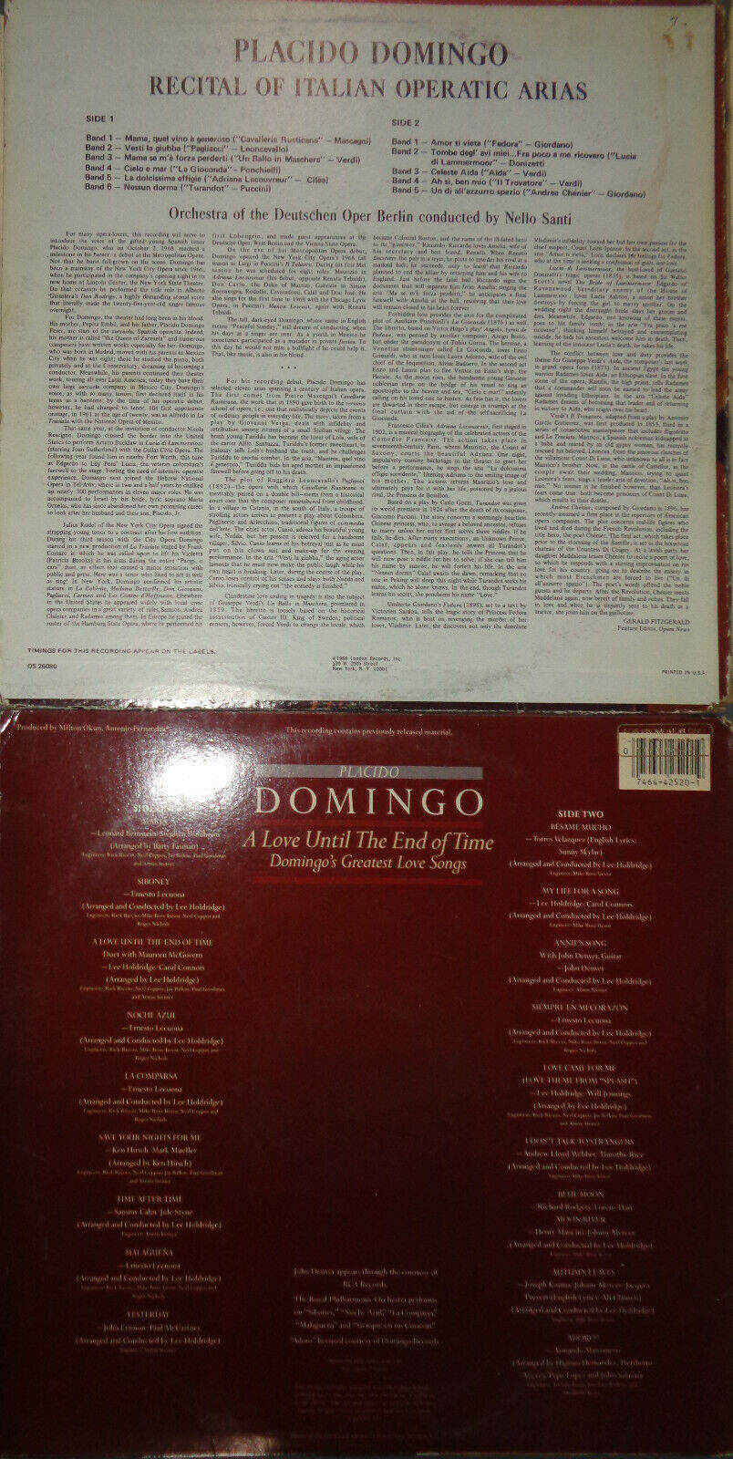 6 Placido Domingo vinyl LP record albums