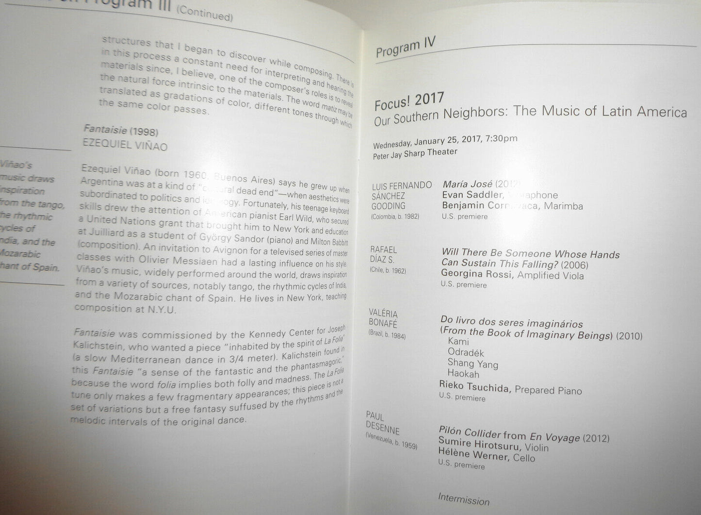 Focus! 2017 Our Southern Neighbors, Music of Latin America - Juilliard School