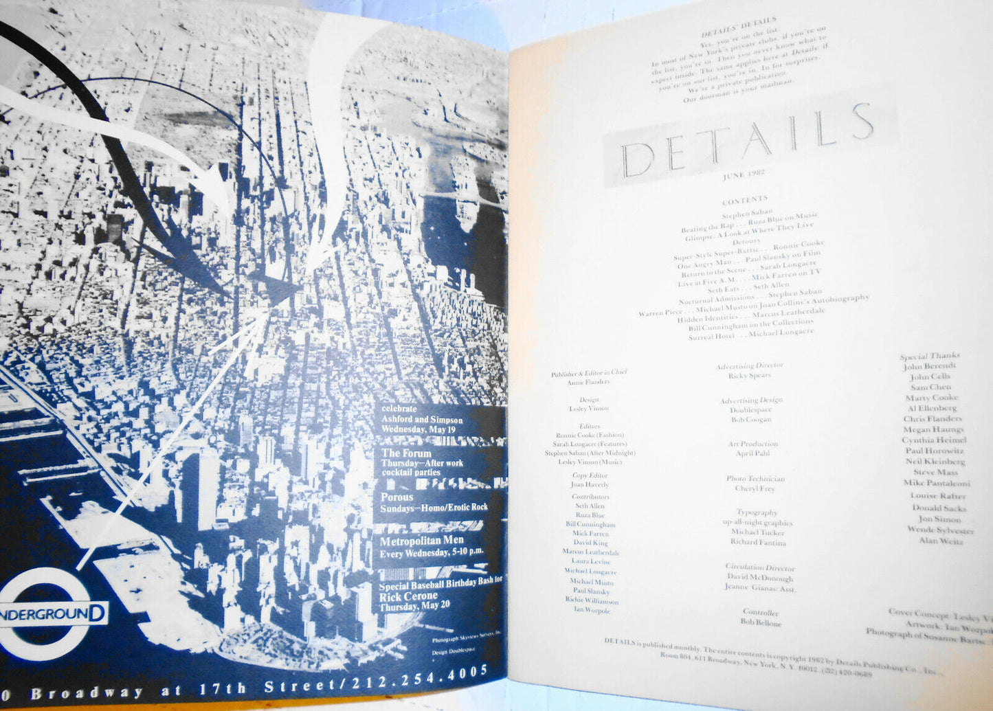 Details Magazine June 1982 - Hip-hop. .. Beating the Rap -- Susanne Bartsch ...